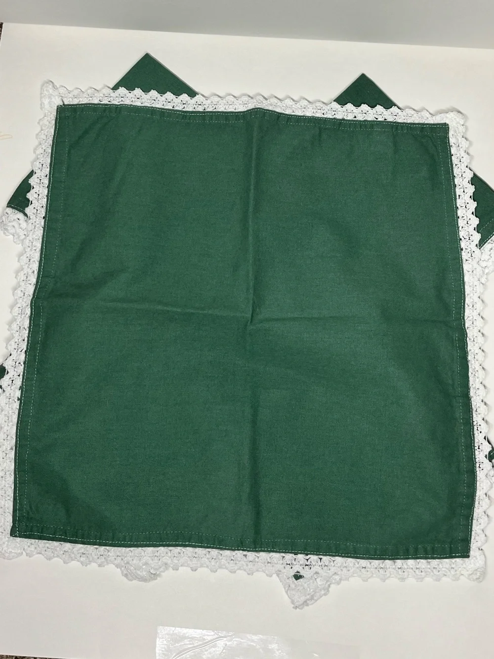 34th & Pine Green Cotton Napkin Set (5) with White Crochet Trim